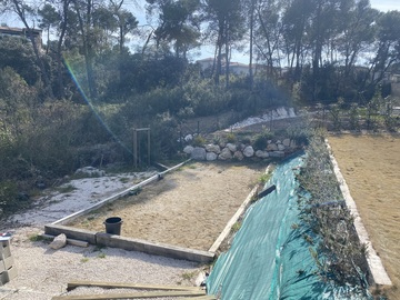 Création d'un mur en pierre de cévennes  à Montferrier-sur-Lez (Avant)